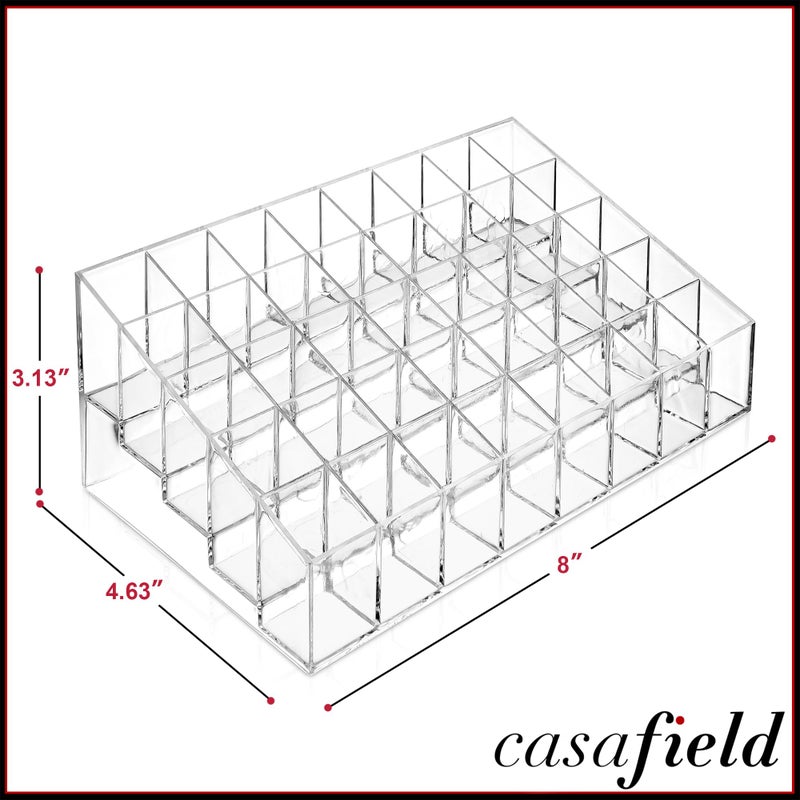 Casafield 40 Slot Acrylic Lipstick & Makeup Organizer - Cosmetic Display Case - Clear - Image 3